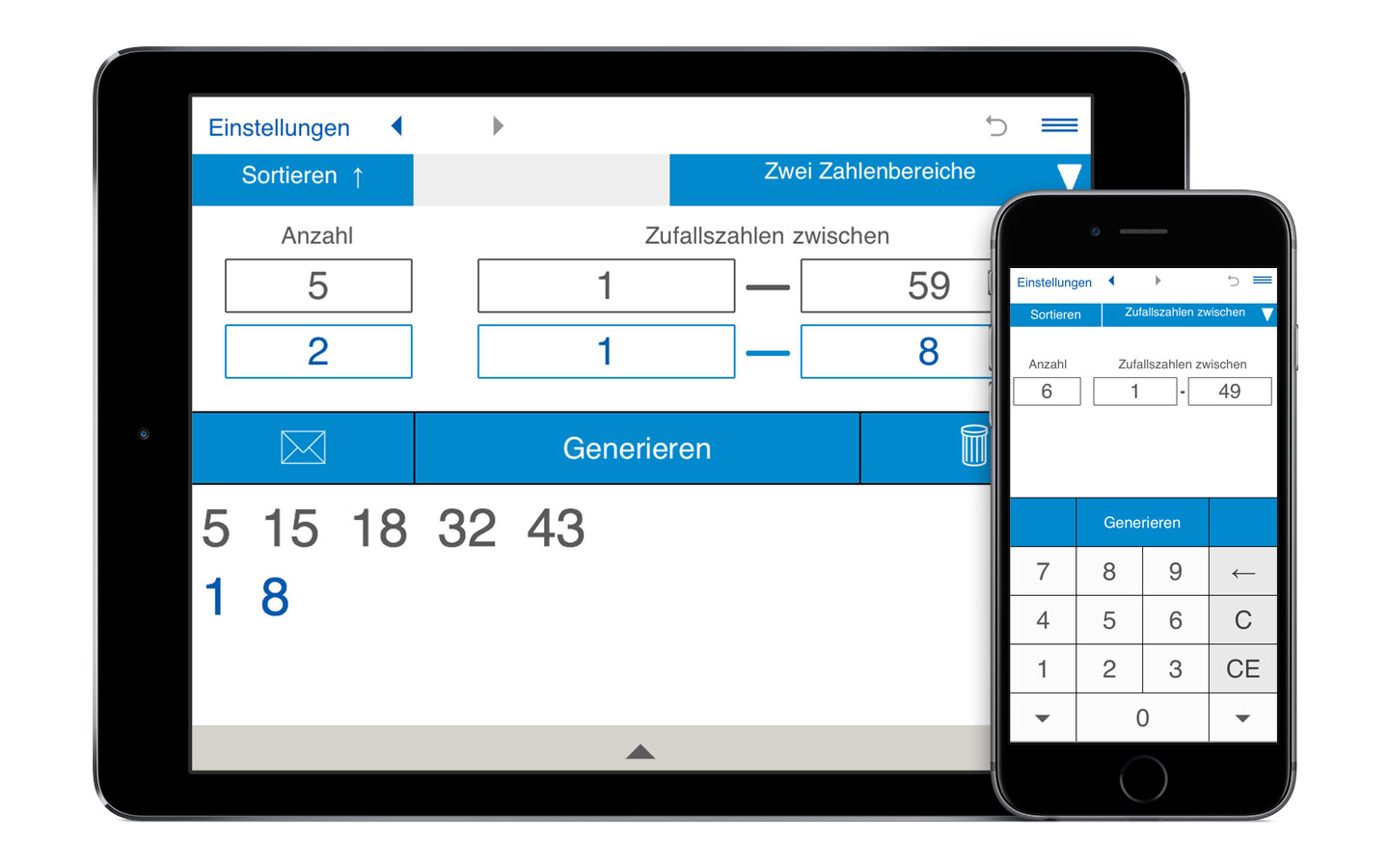 Zufallszahlengenerator für iPhone, iPad, iPod touch, Android