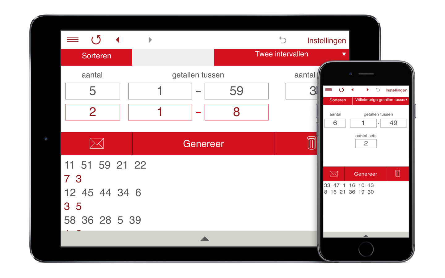 Willekeurige Getallen Generator voor iPhone, iPad, iPod touch of Android-apparaat